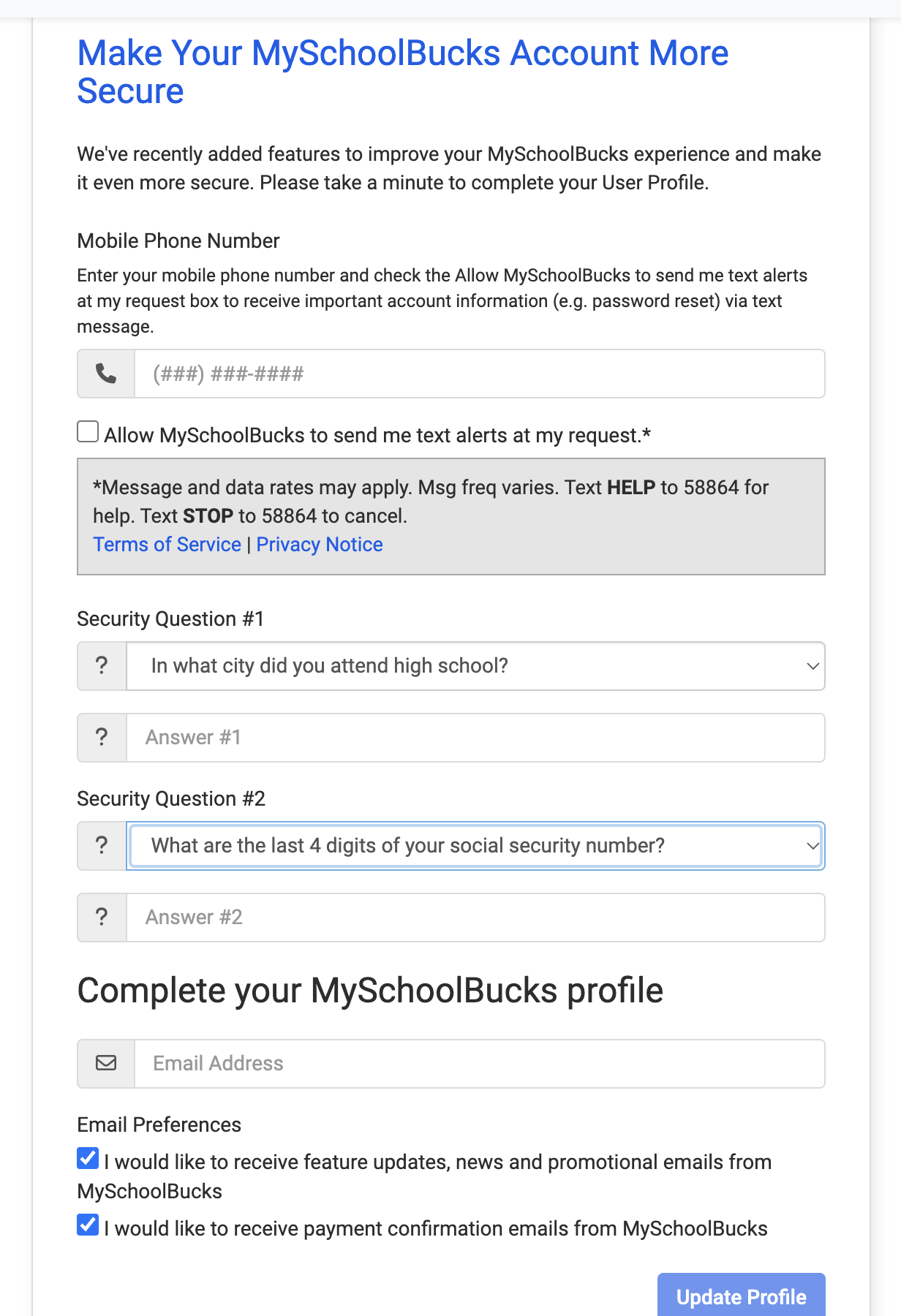 MSB security setup